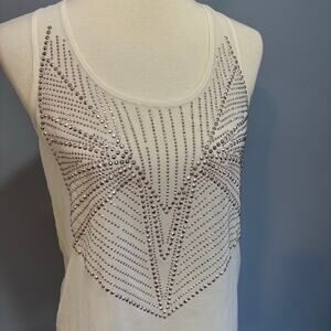 Vintage Charlotte Russe sheer Rhinestone lace top, rose gold studs, size small